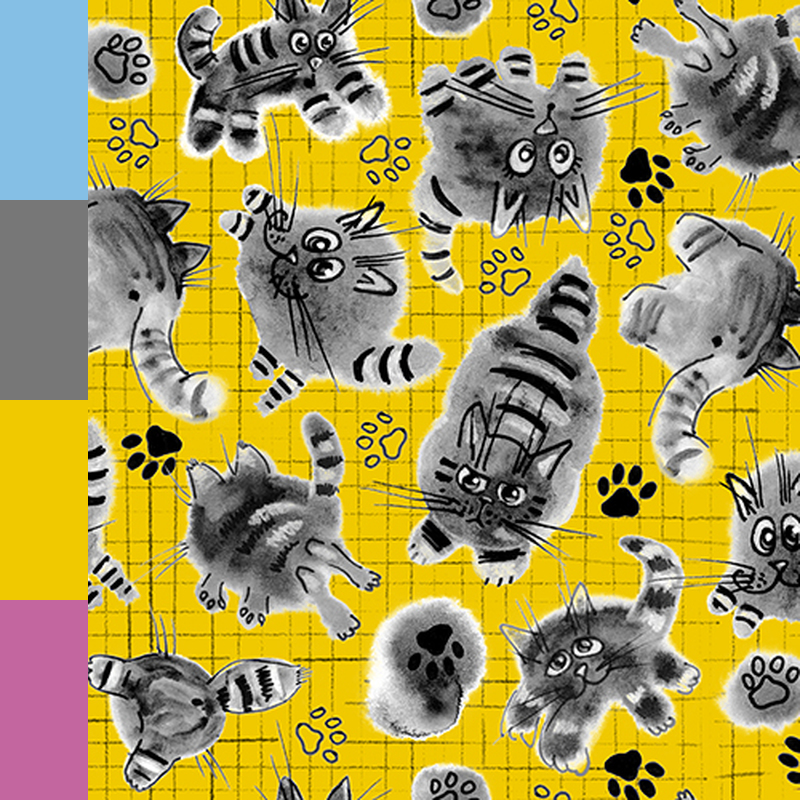 Смешные кошки на желтом фоне